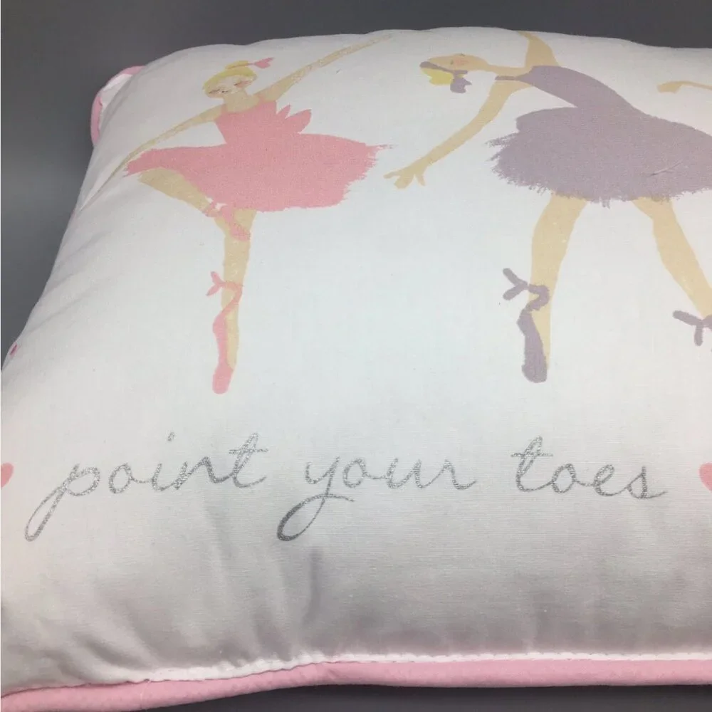 5pc Nicole Miller Ballerina FULL QUEEN Set Comforter Pillows Dance Hearts Pink